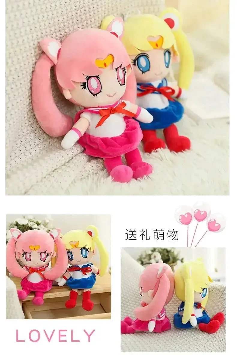Kawaii Sailor Moon Plush Toy, Moon Cat Moon Hare Cute Girl Heart Filled Anime Doll Bedroom Decoration 25CM - ToylandEU