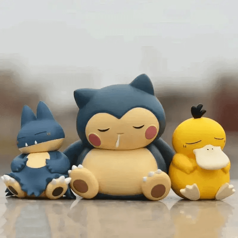 Kawaii Sleeping Snorlax, Gonbe, Psyduck Pokemon Anime Figure Set - ToylandEU