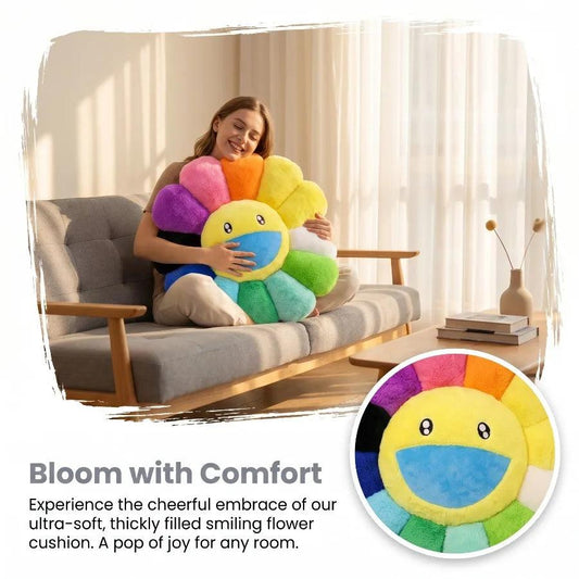  Kawaii Sunflower Cushion | Rainbow Design | Toylandeu™ 
