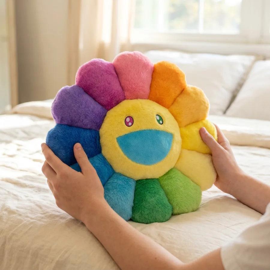  Kawaii Sunflower Cushion | Rainbow Design | Toylandeu™ 