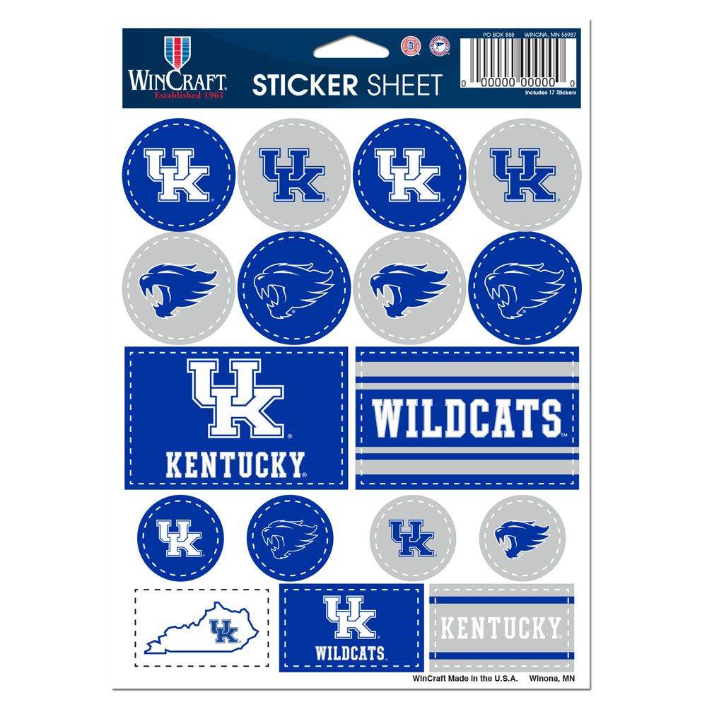 Kentucky Wildcats Decal Sheet 5x7 Vinyl Sticker Pack - ToylandEU