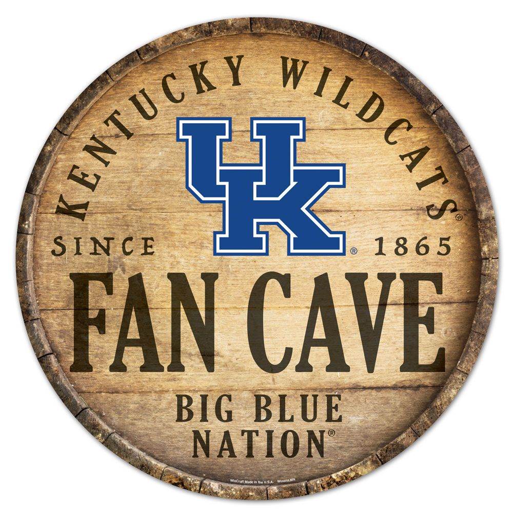 Kentucky Wildcats Wood Sign 14 Inch Round Barrel Top Design - ToylandEU