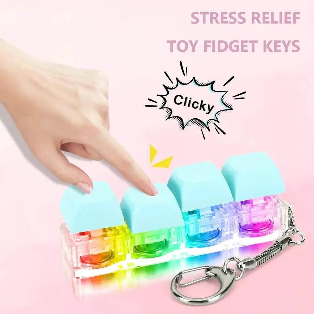  Keyboard Fidget Keychain 4 Keys LED Light Stress Relief Toy -  ToylandEU™