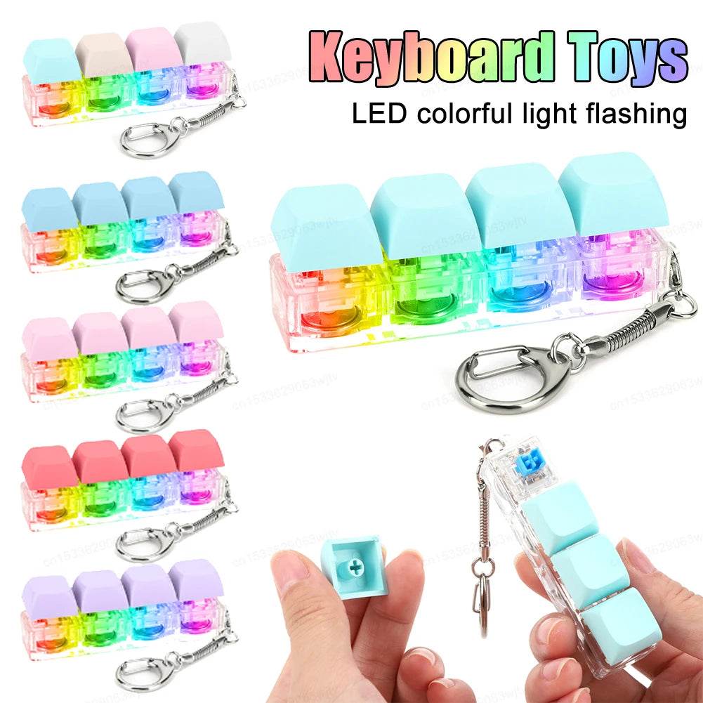 Keyboard Fidget Keychain 4 Keys LED Light Stress Relief Toy - ToylandEU