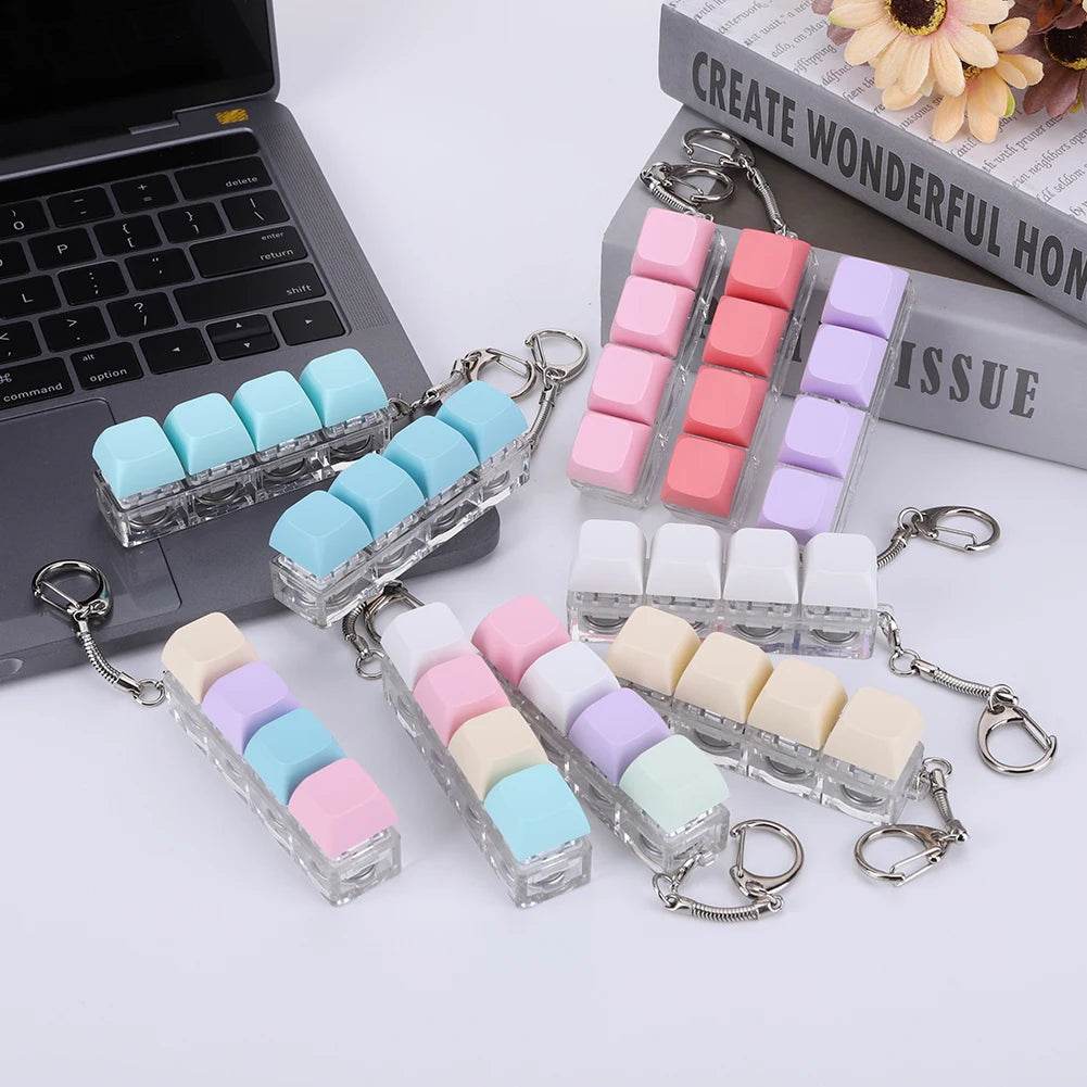 Keyboard Fidget Keychain 4 Keys LED Light Stress Relief Toy - ToylandEU