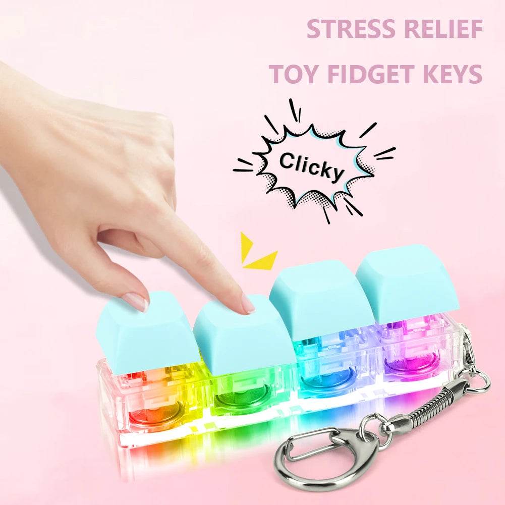 Keyboard Fidget Keychain 4 Keys LED Light Stress Relief Toy - ToylandEU
