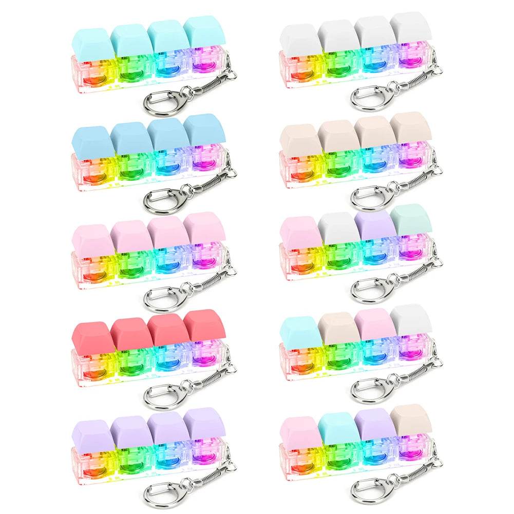 Keyboard Fidget Keychain 4 Keys LED Light Stress Relief Toy - ToylandEU