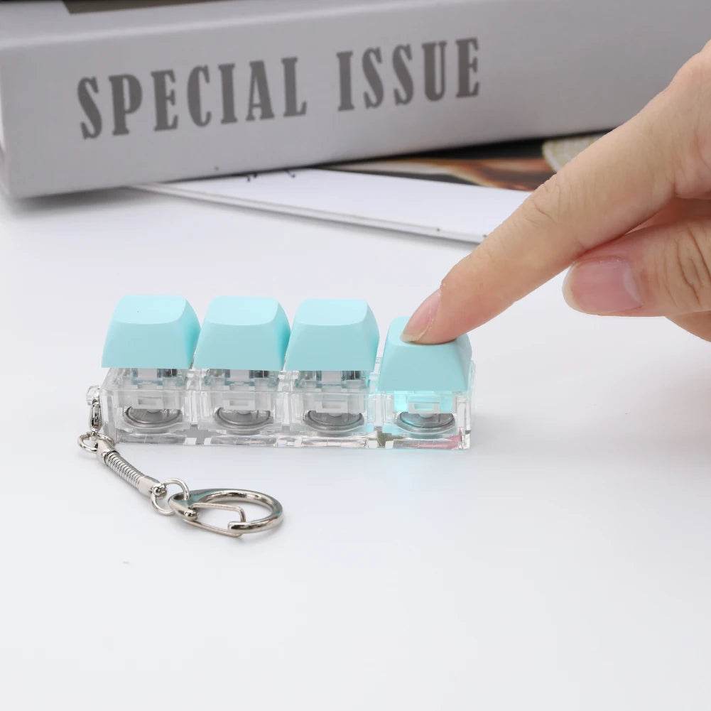 Keyboard Fidget Keychain 4 Keys LED Light Stress Relief Toy - ToylandEU