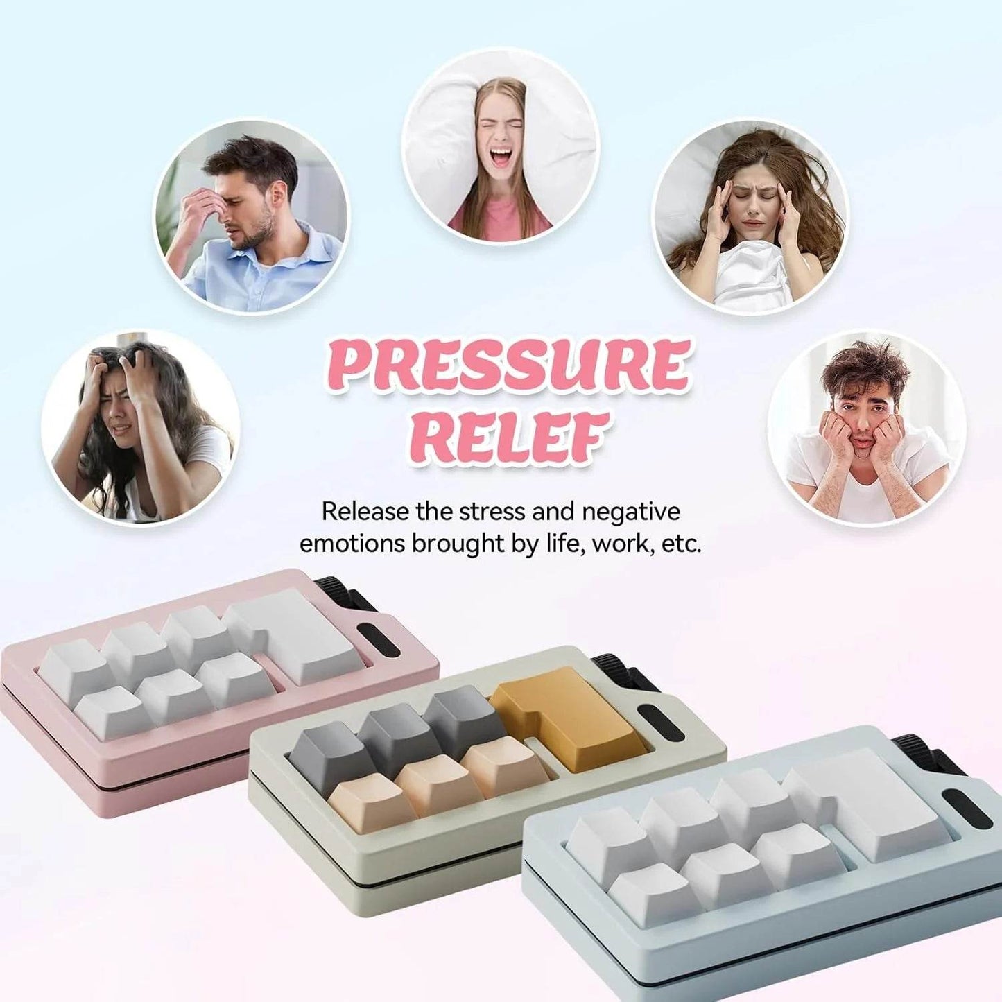 Keyboard Key Toy Finger Keyboard Keychain Fidget Clicker Toy Mechanical Keyboard Switch Keycaps Toys for Adults - ToylandEU