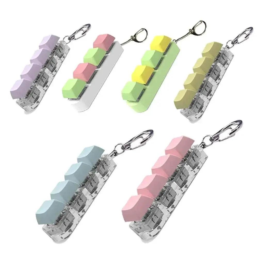  Button Keycap Fidget Keychain 4 Keys Keyboard Decompression Toys Keyboard Keychain Toys for Adult To Relief Stress Pass The Time -  ToylandEU™