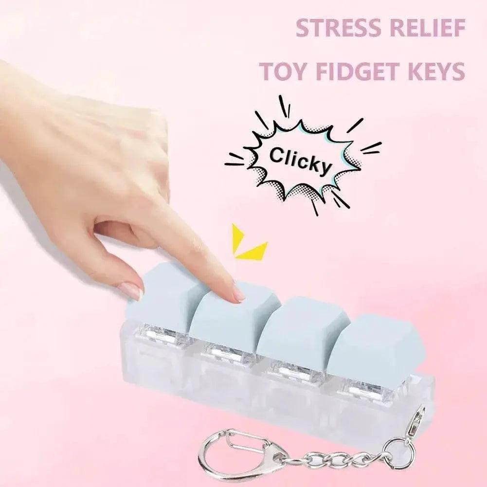  Button Keycap Fidget Keychain 4 Keys Keyboard Decompression Toys Keyboard Keychain Toys for Adult To Relief Stress Pass The Time -  ToylandEU™