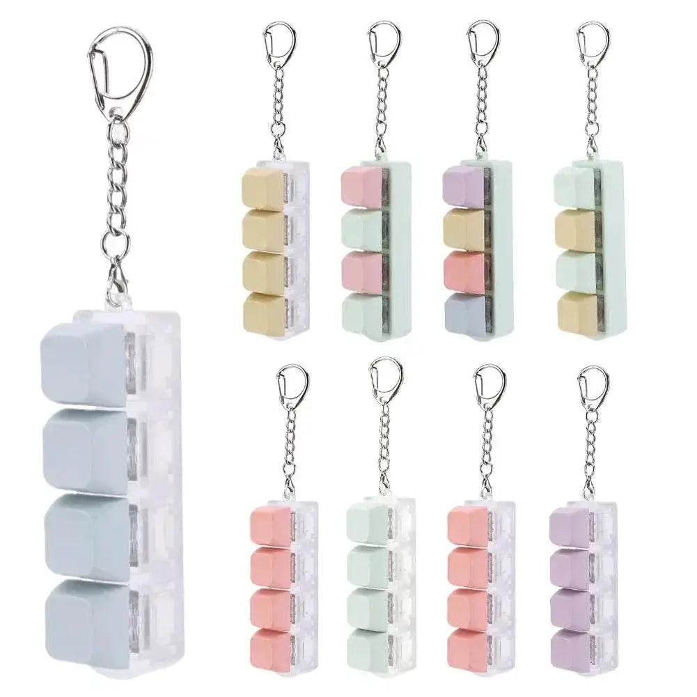  Button Keycap Fidget Keychain 4 Keys Keyboard Decompression Toys Keyboard Keychain Toys for Adult To Relief Stress Pass The Time -  ToylandEU™
