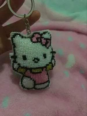  Cartoon-Themed Bead Cross Stitch Kit for DIY Keychain and Phone Plug - Printed Plastic Canvas with Cotton Thread -  ToylandEU™