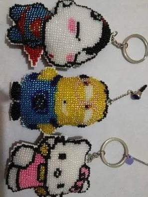  Cartoon-Themed Bead Cross Stitch Kit for DIY Keychain and Phone Plug - Printed Plastic Canvas with Cotton Thread -  ToylandEU™