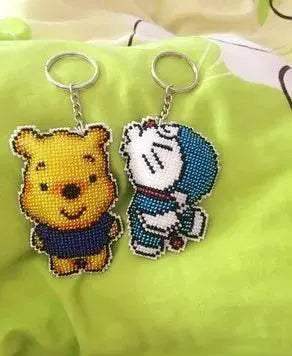  Cartoon-Themed Bead Cross Stitch Kit for DIY Keychain and Phone Plug - Printed Plastic Canvas with Cotton Thread -  ToylandEU™