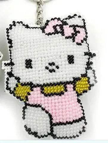  Cartoon-Themed Bead Cross Stitch Kit for DIY Keychain and Phone Plug - Printed Plastic Canvas with Cotton Thread -  ToylandEU™