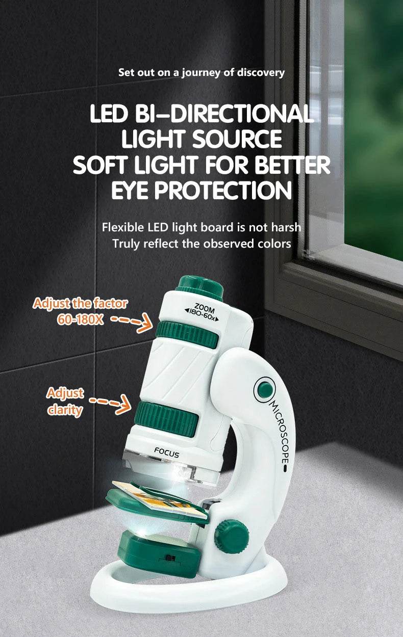 Kid Science Experiment Pocket Microscope Toy Kit 60-120x Educational Mini Handheld Microscope with Light Children STEM Toys Gift - ToylandEU