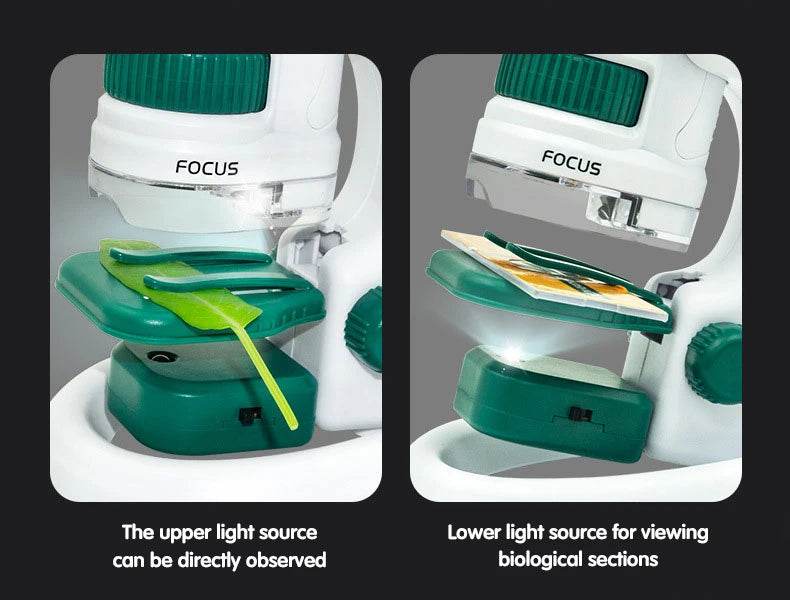 Kid Science Experiment Pocket Microscope Toy Kit 60-120x Educational Mini Handheld Microscope with Light Children STEM Toys Gift - ToylandEU