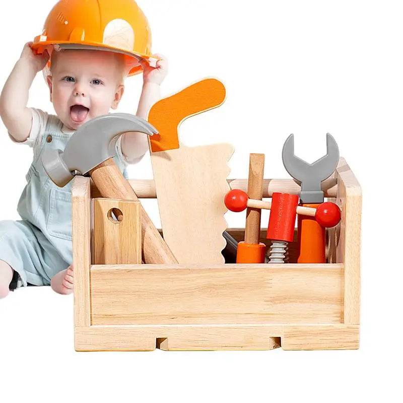 Kids' 16-Piece Wooden Tool Set - Montessori Construction Play & Storage - ToylandEU