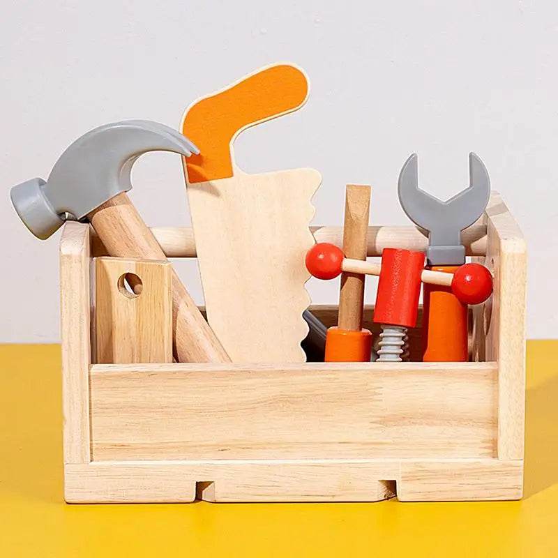 Kids' 16-Piece Wooden Tool Set - Montessori Construction Play & Storage - ToylandEU