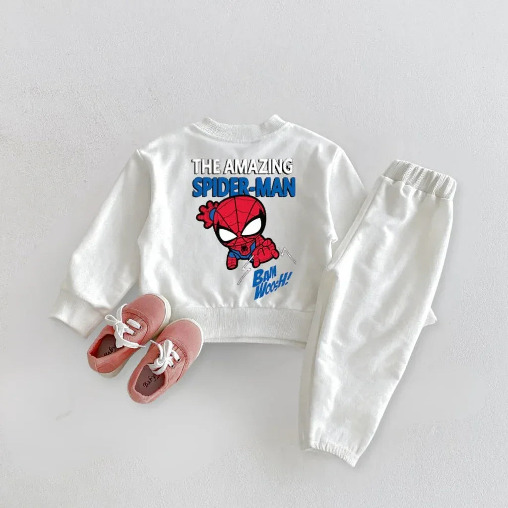 Kids 2-Piece Cartoon Print Long Sleeve Sweatshirt Set Cotton-Polyester 1-3Y - ToylandEU
