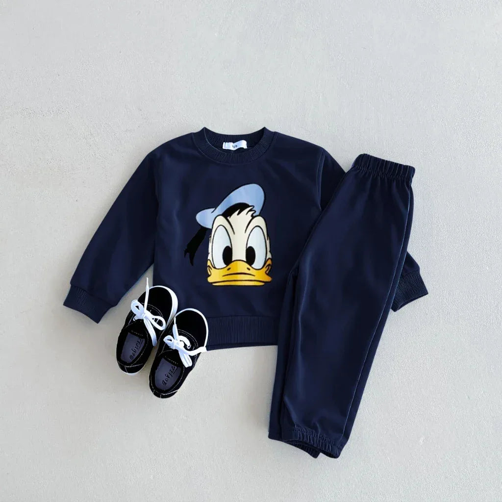 Kids 2-Piece Cartoon Print Long Sleeve Sweatshirt Set Cotton-Polyester 1-3Y - ToylandEU