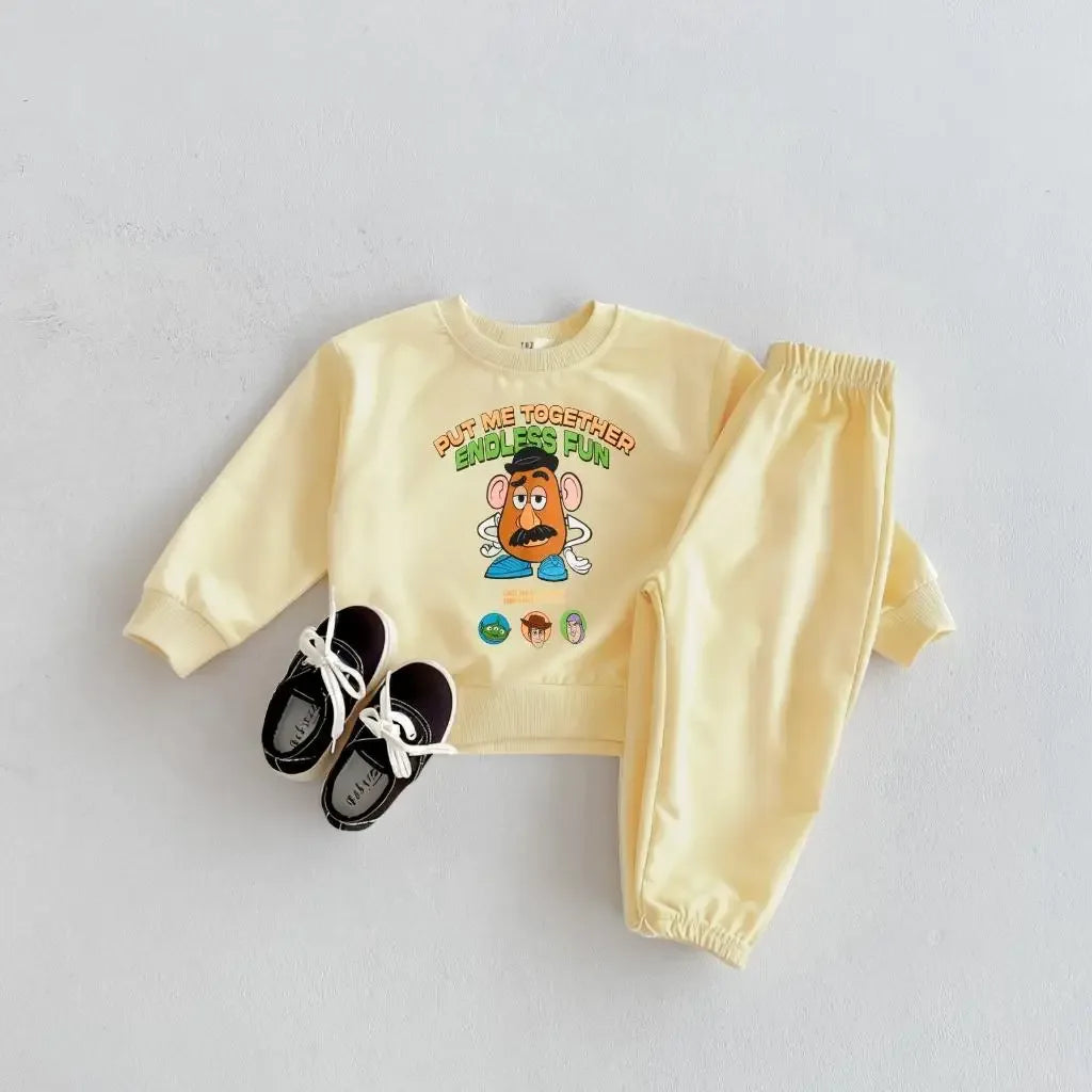 Kids 2-Piece Cartoon Print Long Sleeve Sweatshirt Set Cotton-Polyester 1-3Y - ToylandEU