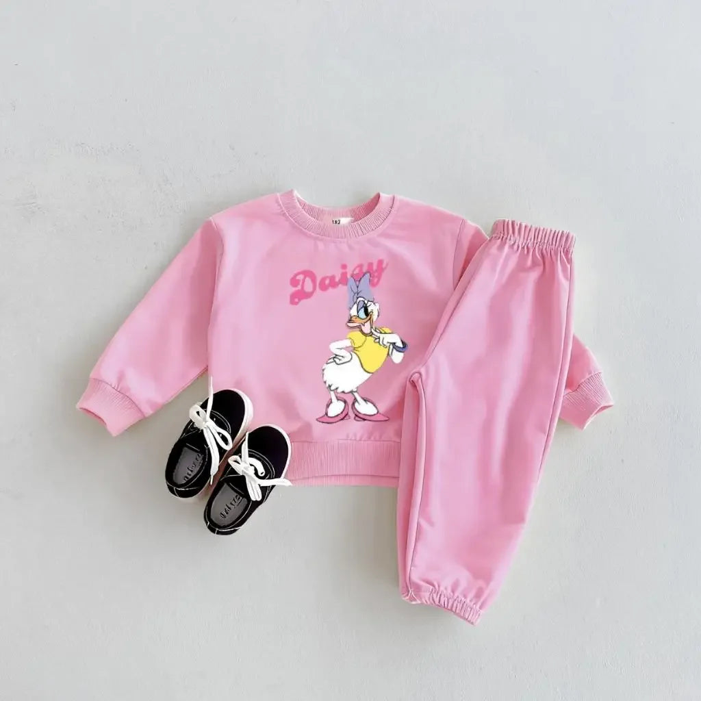 Kids 2-Piece Cartoon Print Long Sleeve Sweatshirt Set Cotton-Polyester 1-3Y - ToylandEU