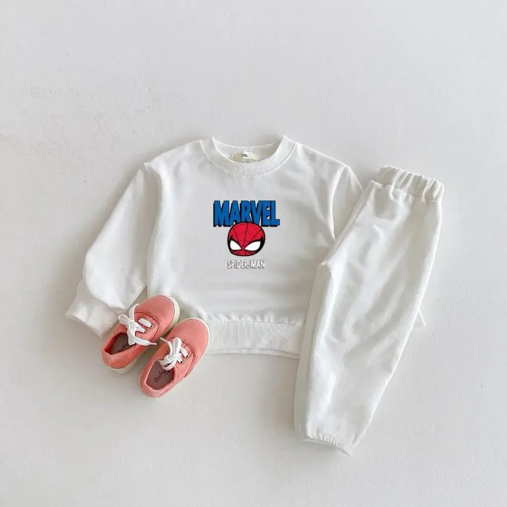 Kids 2-Piece Cartoon Print Long Sleeve Sweatshirt Set Cotton-Polyester 1-3Y - ToylandEU