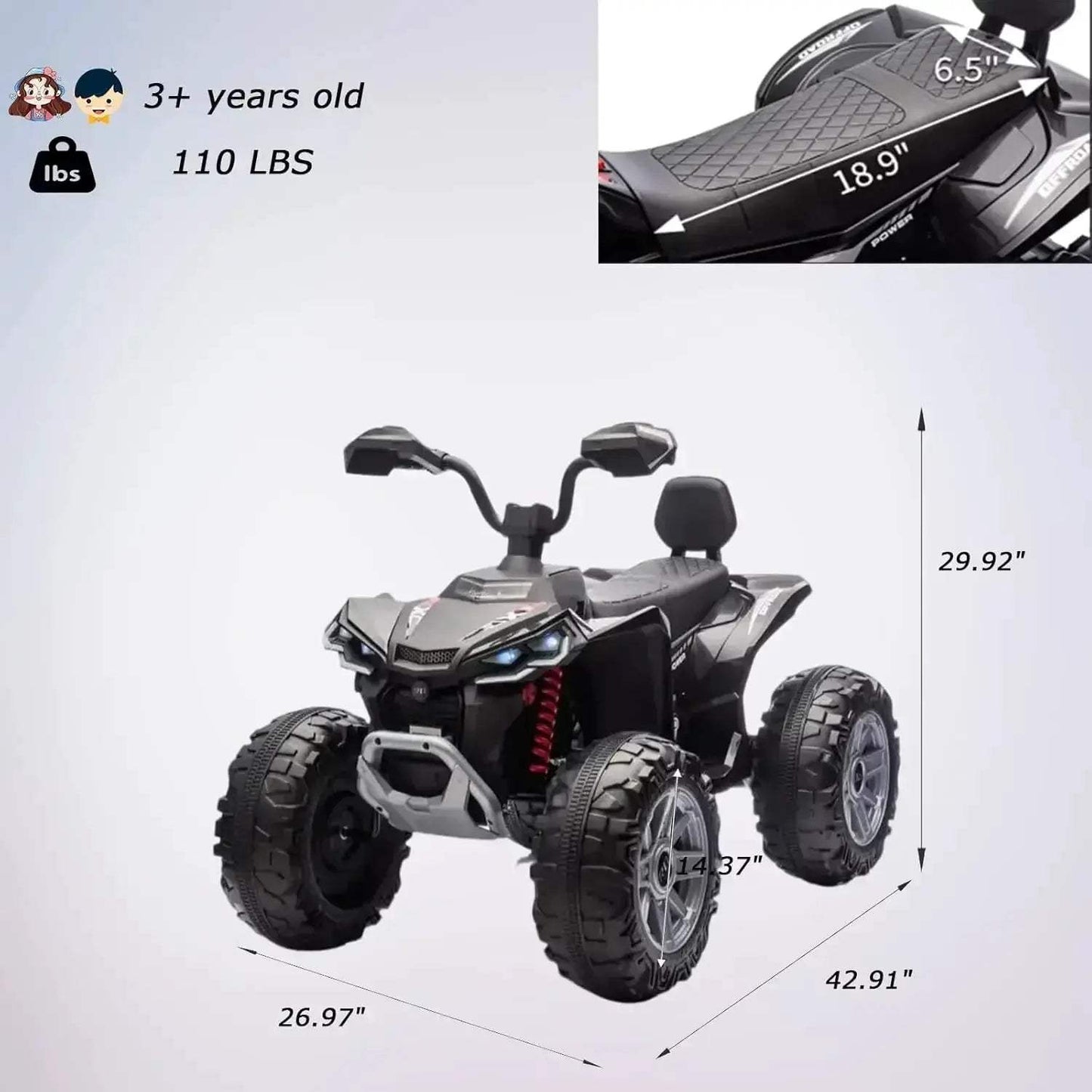 Kids 24V Electric ATV Off Road Ride On Dual Motors - ToylandEU