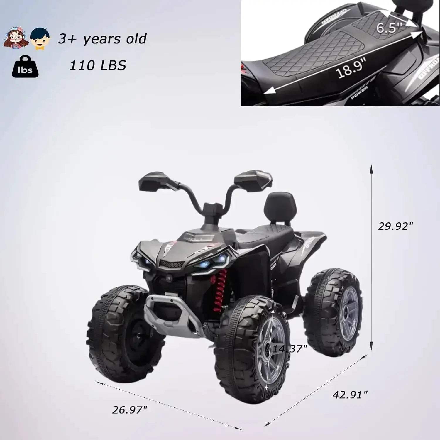 Kids 24V Electric ATV Off Road Ride On Dual Motors - ToylandEU