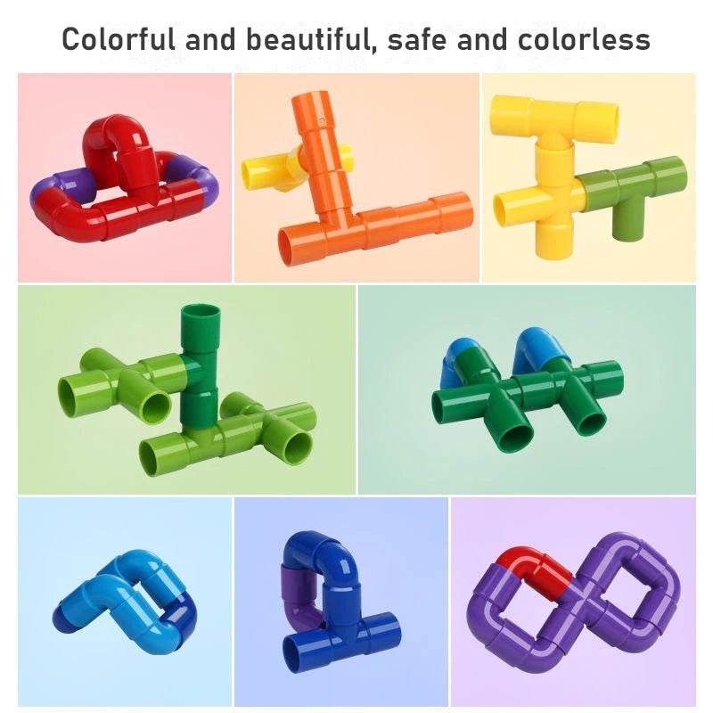 Kids 3D Montessori Building Blocks Toy - Interactive DIY Water Pipe Marble Run Set - ToylandEU