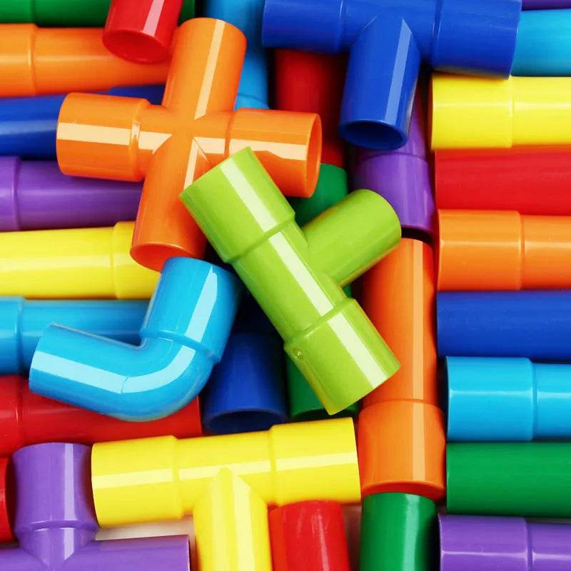 Kids 3D Montessori Building Blocks Toy - Interactive DIY Water Pipe Marble Run Set - ToylandEU