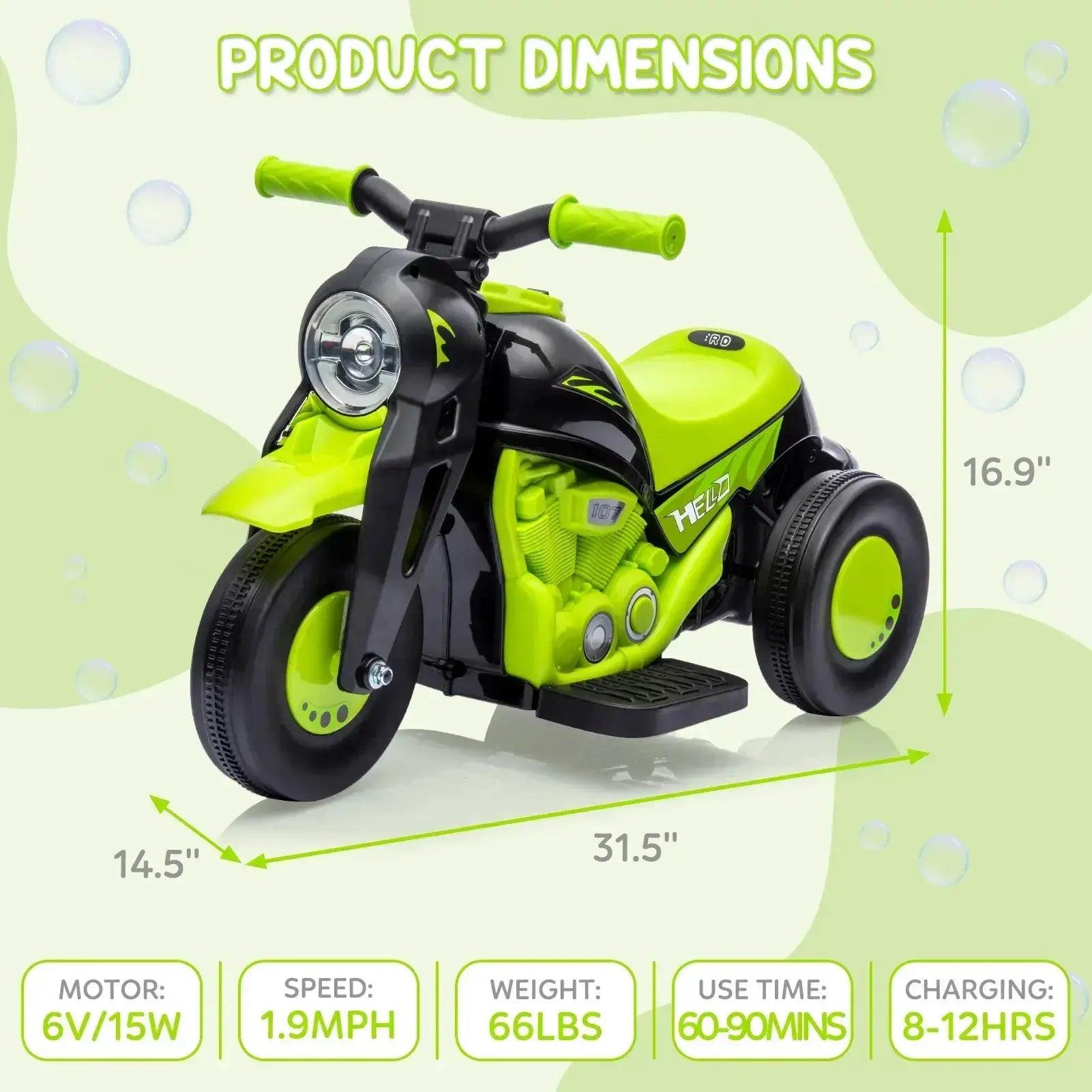  Kids 6V Ride On Bubble Car Motorcycle Led Headlights -  ToylandEU™