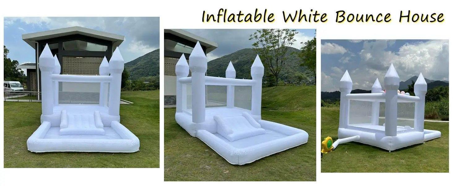 Kids 9x9x7ft Soft Play White Bounce House With Slide -  ToylandEU™