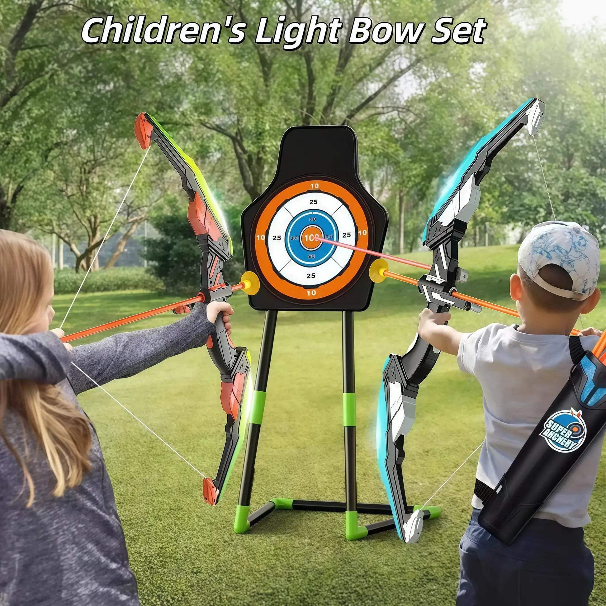  Kids Archery Set LED Light Suction Arrows Dartboard -  ToylandEU™