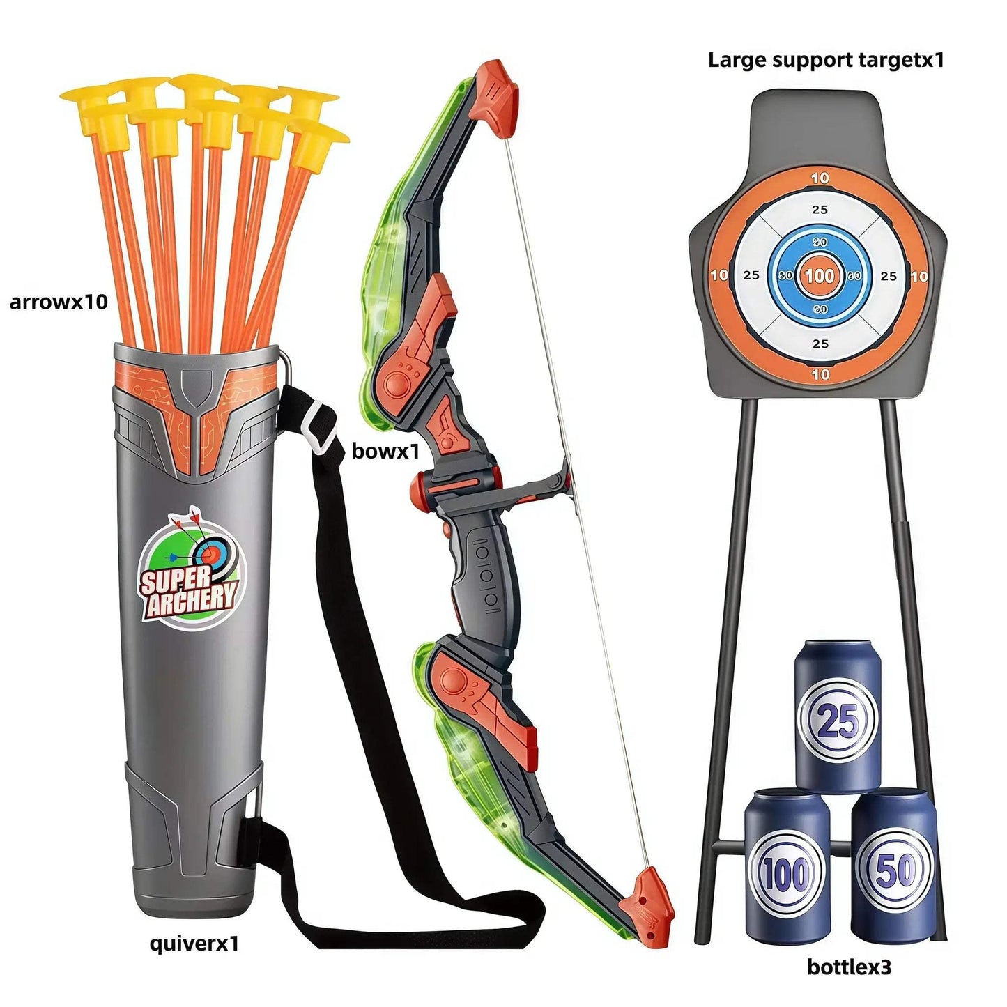  Kids Archery Set LED Light Suction Arrows Dartboard -  ToylandEU™