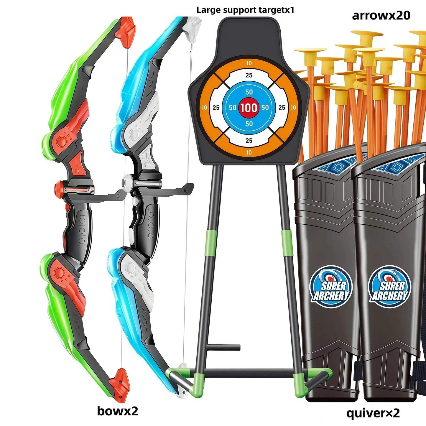  Kids Archery Set LED Light Suction Arrows Dartboard -  ToylandEU™