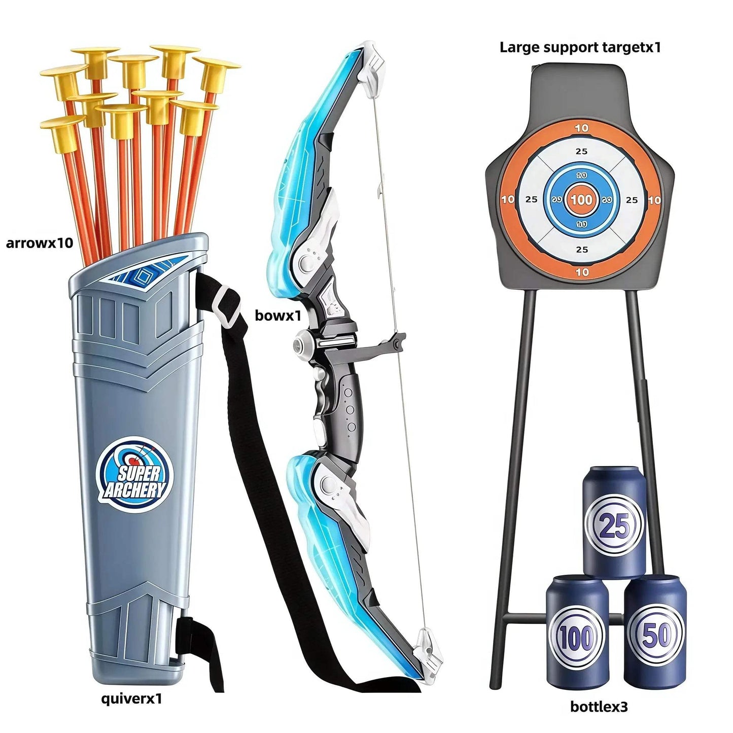  Kids Archery Set LED Light Suction Arrows Dartboard -  ToylandEU™