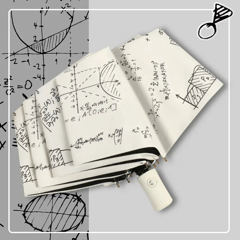 Kids Automatic Folding Umbrella UV Protection With Math Formula Pattern - ToylandEU