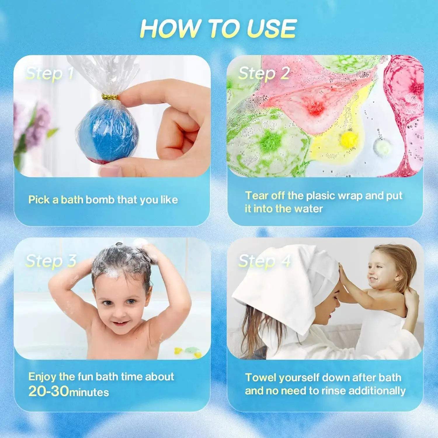  Kids Bath Bombs Glow Inside 24 Pack Organic Bubble Bath -  ToylandEU™