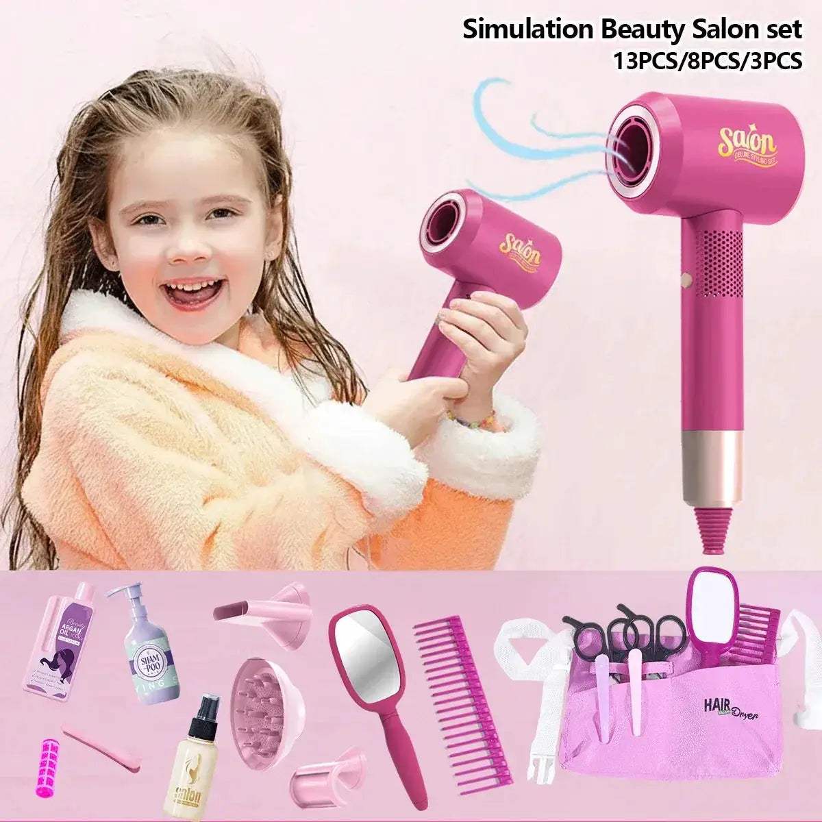 Kids Beauty Salon Set With Realistic Hair Dryer Pretend Play - ToylandEU