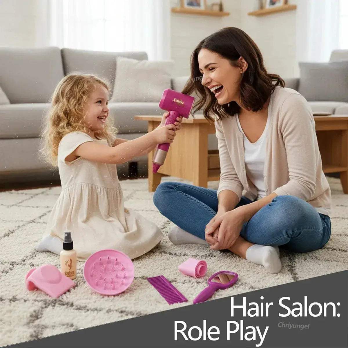 Kids Beauty Salon Set With Realistic Hair Dryer Pretend Play - ToylandEU