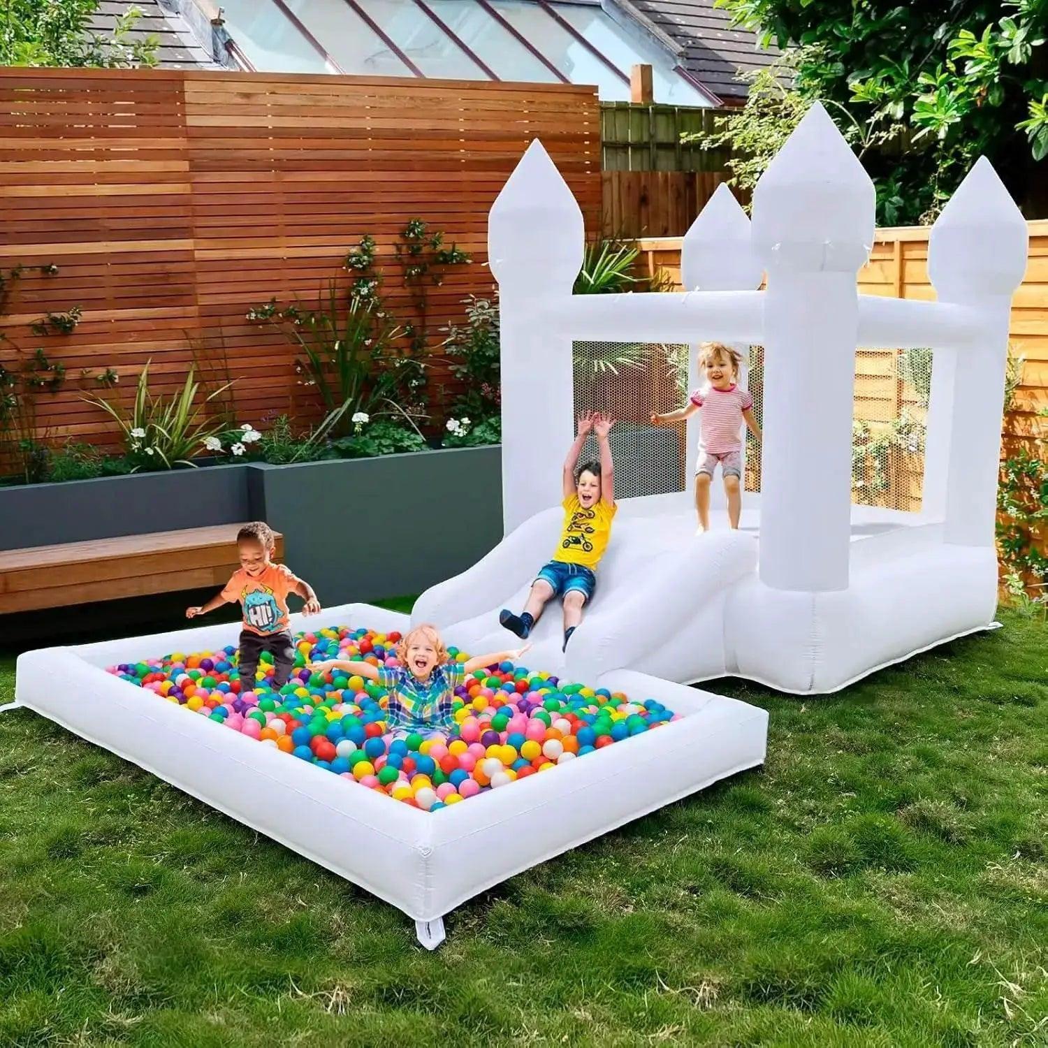  Kids Birthday Gift 9ft White Bounce House With Slide -  ToylandEU™