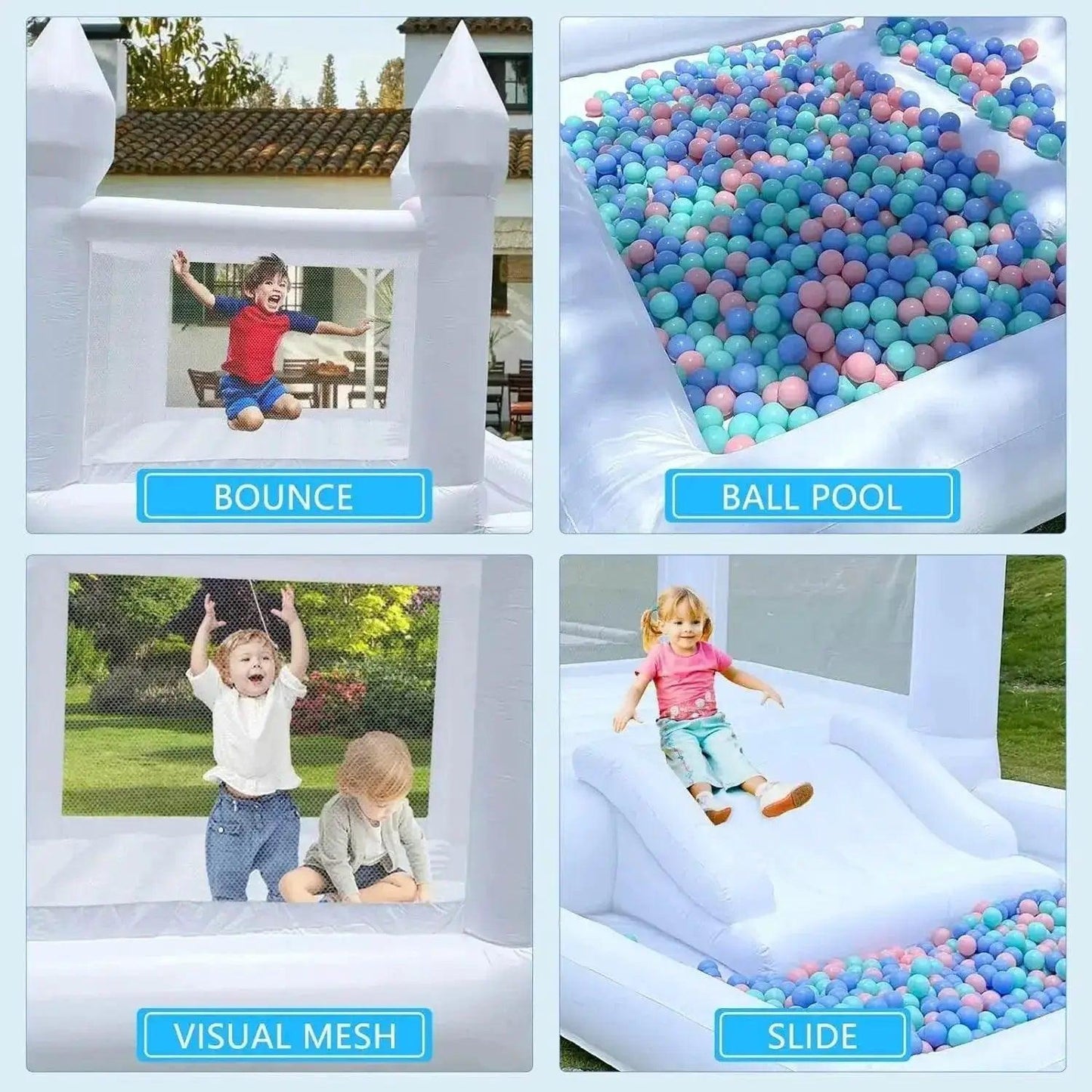  Kids Birthday Gift 9ft White Bounce House With Slide -  ToylandEU™