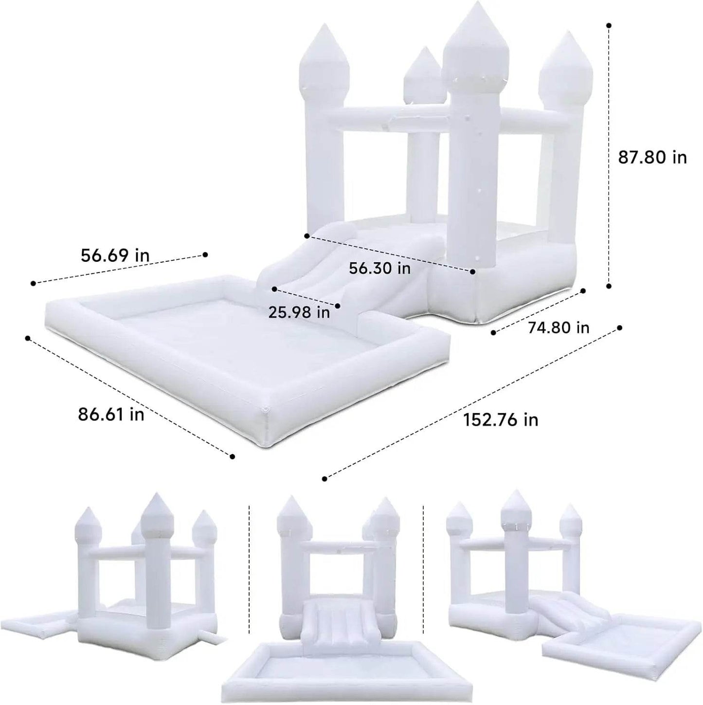 Kids Birthday Gift 9ft White Bounce House With Slide - ToylandEU