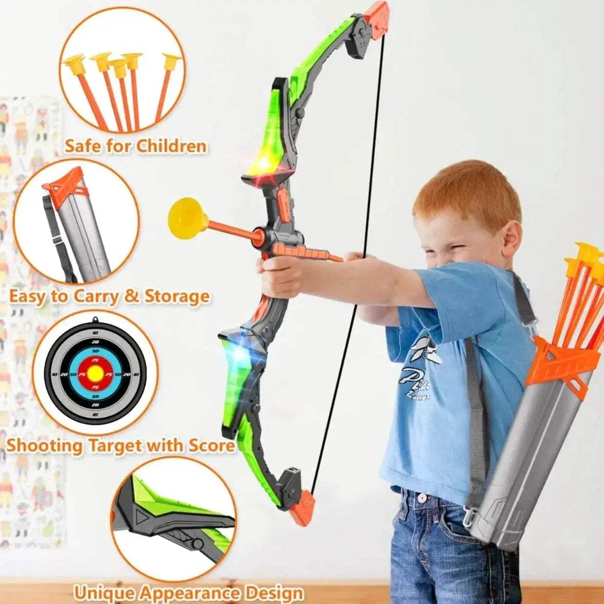  Kids Bow and Arrow Light-up Archery Set for 3-12 Years -  ToylandEU™