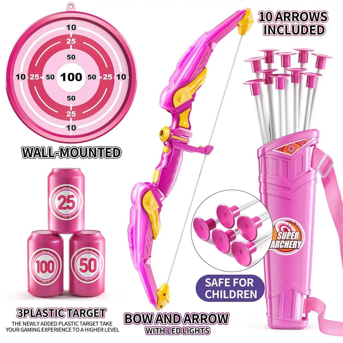 Kids Bow and Arrow Set Archery Toy Safe ABS Plastic - ToylandEU