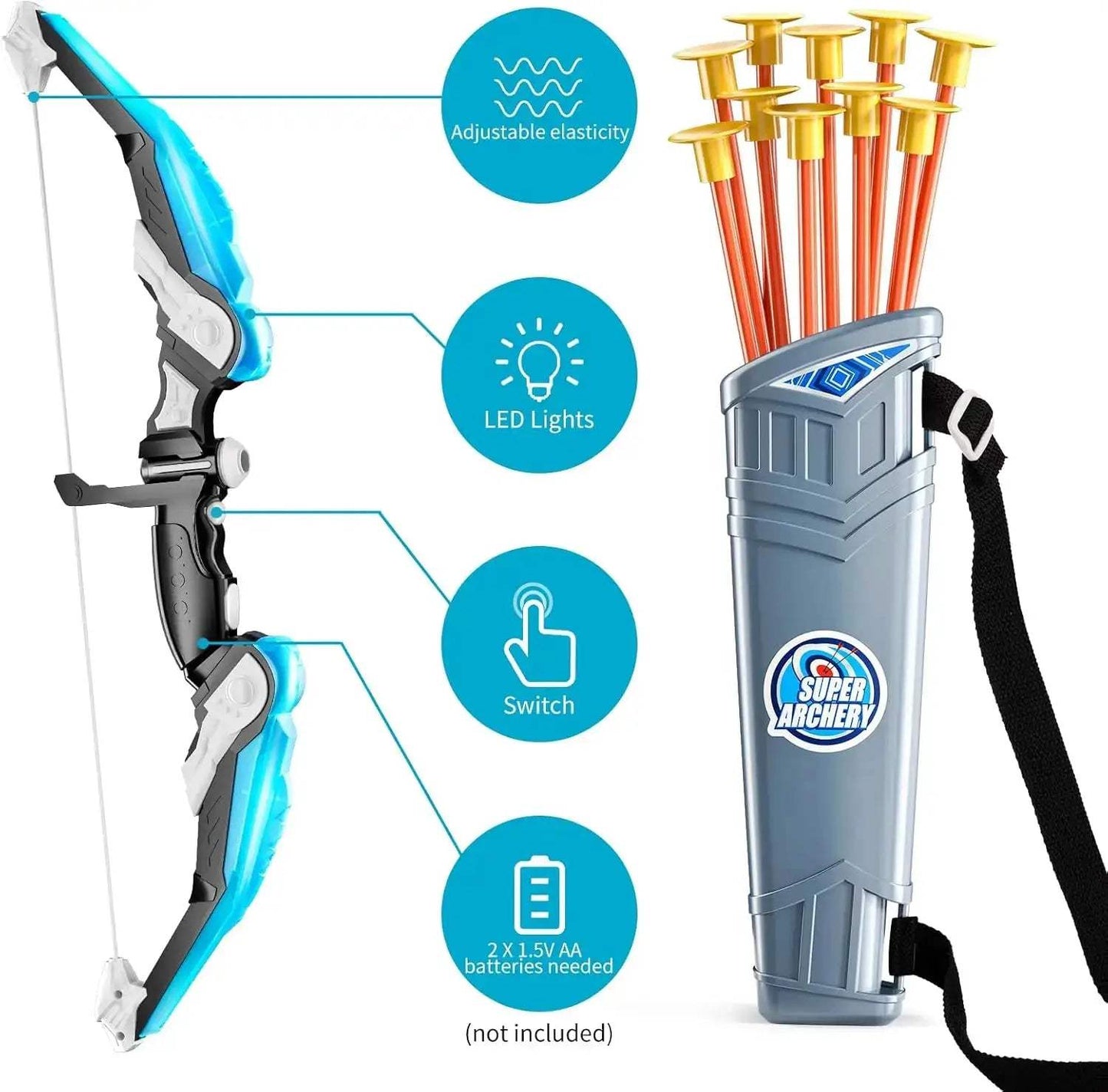  Kids Bow and Arrow Set LED Arrows for Focus -  ToylandEU™