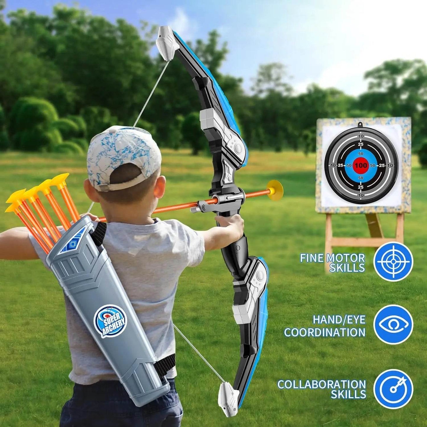 Kids Bow and Arrow Set with LED Light Up Archery Toys - ToylandEU